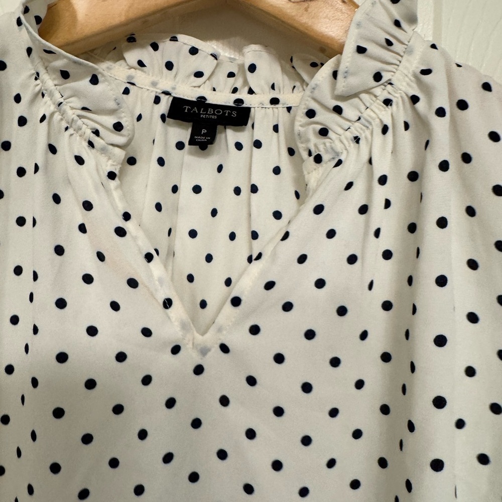 Talbots polka dots ruffle blouse - Picture 6 of 7